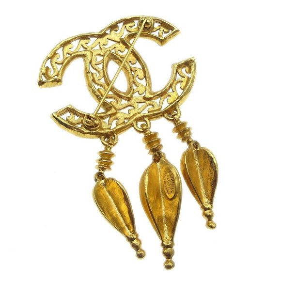 Chanel Fringe Motif Brooch Pin Corsage Gold-plated - Picture 1 of 8